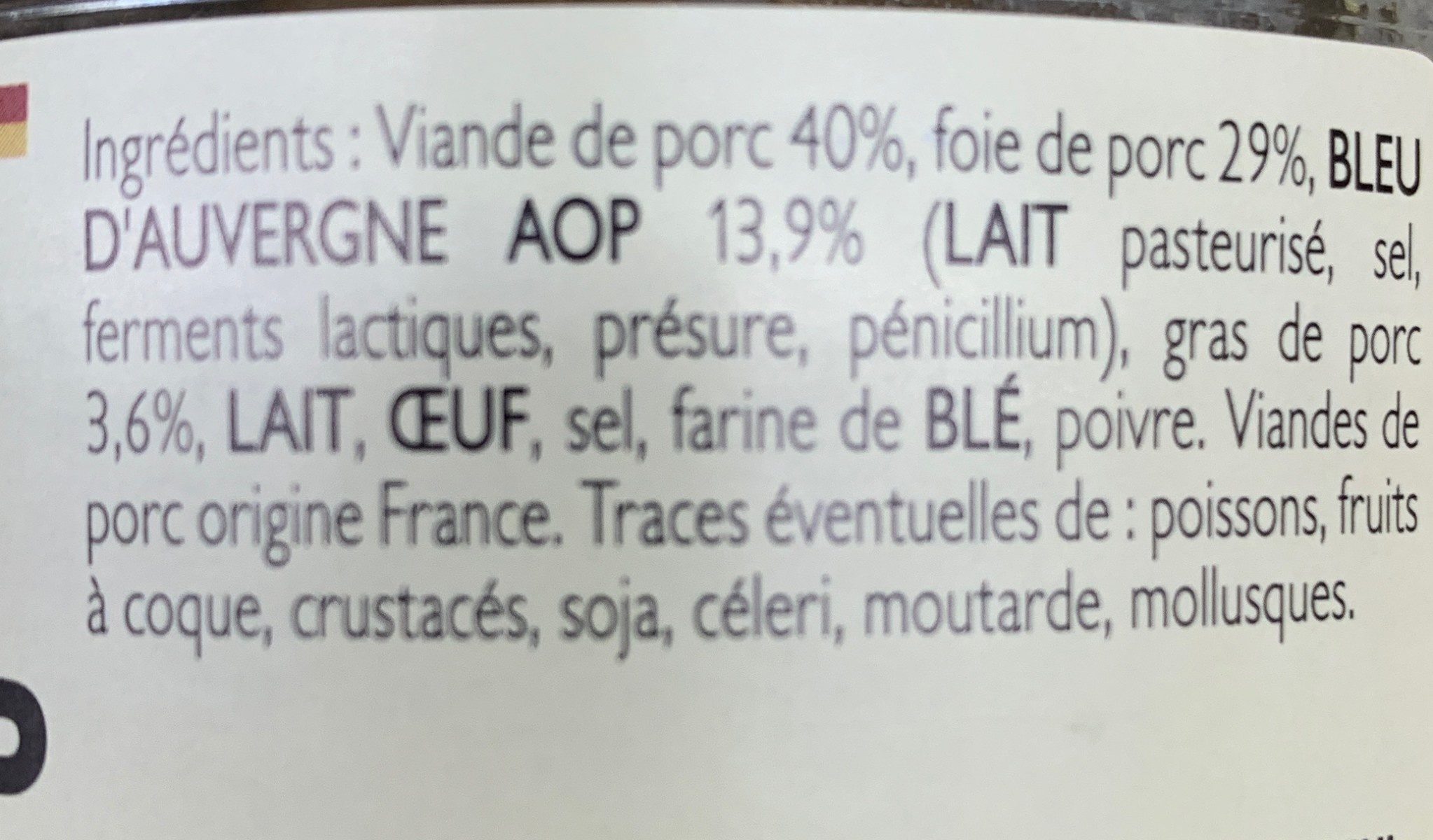 Terrine au Bleu d'Auvergne - Ingredients - fr