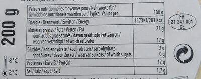 Affidélice Affiné Au Chablis 24 % - Nutrition facts - fr