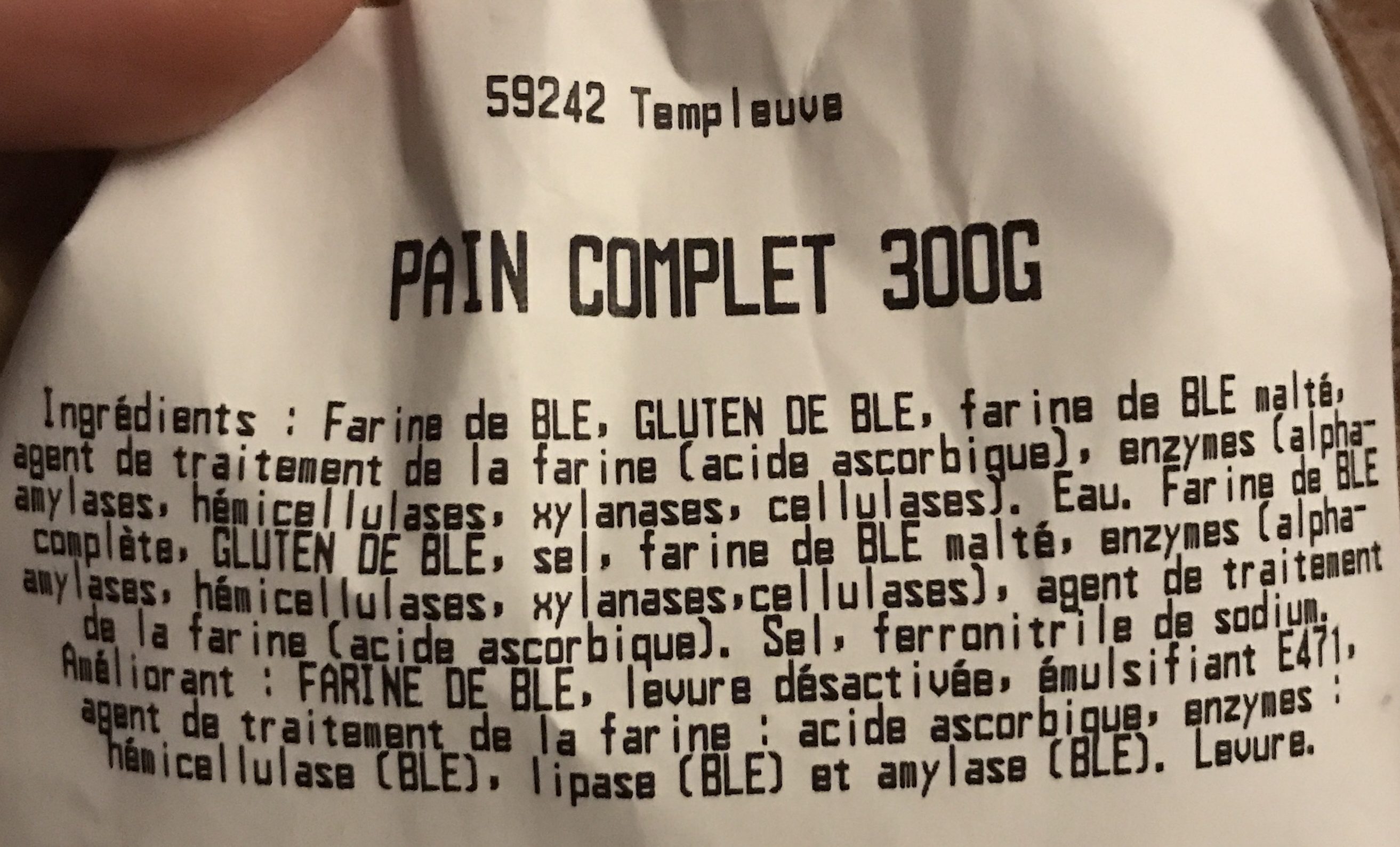 Pain Complet - Ingredients - fr