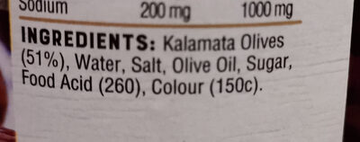 Kalamata Olives - Pitted - Ingredients