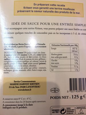 Terrine de saumon a la creme fraiche KRITSEN, 2 tranches - Ingredients - fr