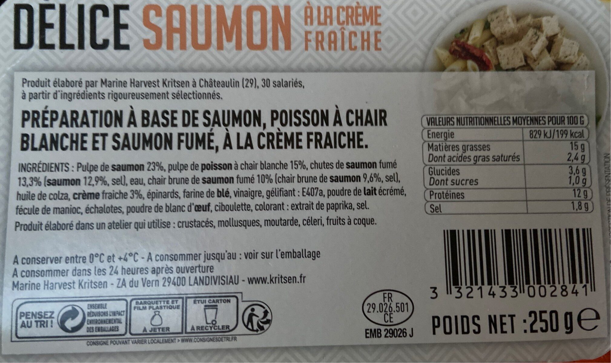 Délice Saumon à crême fraiche - Nutrition facts - fr