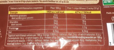 Whaou ! Cracky Crêpes chocolat et Billes de céréales x 15 - Tableau nutritionnel