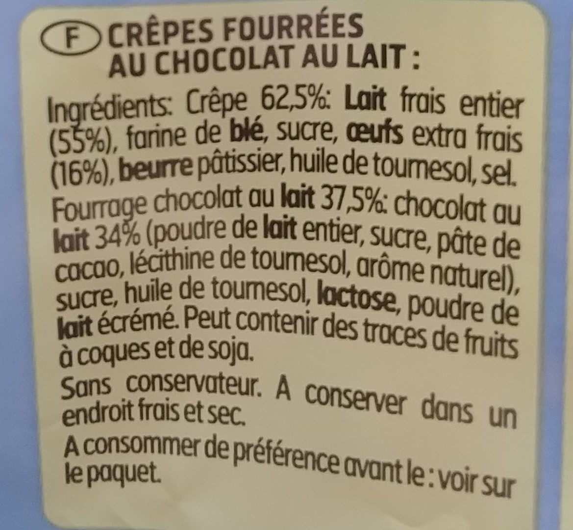 crêpes chocolat au lait - Ingredients - fr