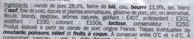 Le Supérieur Label Rouge - Paté en croûte - Ingredienti - fr