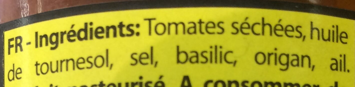 Tomates séchées marinées à l'huile de tournesol - Ingredients - fr