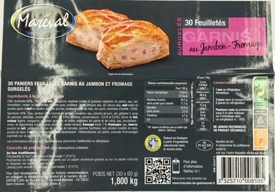30 Feuilletés garnis au Jambon-Fromage, Surgelés - Produkt - fr