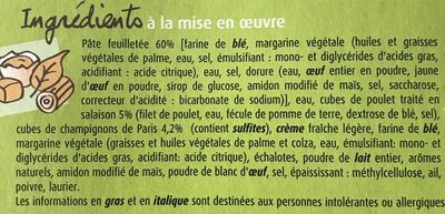 4 Feuilletés Poulet et Champignons surgelés - Ingredienser - fr