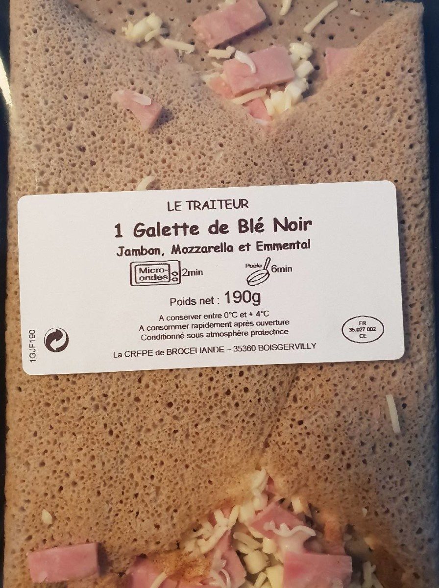Galette blé Noir jambon ,mozzarella, emmental - Produit