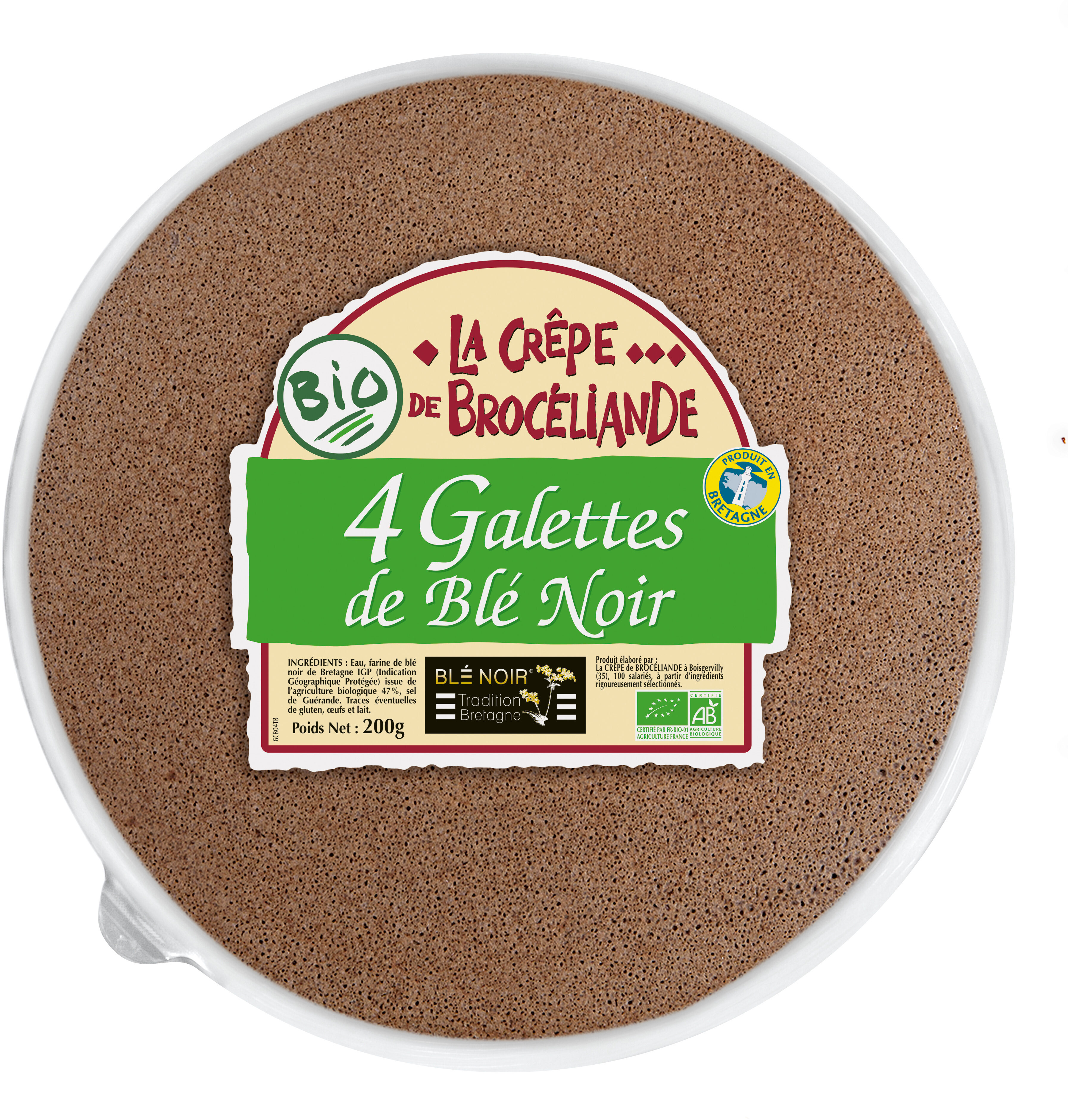 4 Galettes de Blé Noir Biologiques Tradition Bretagne en barquette - Product - fr