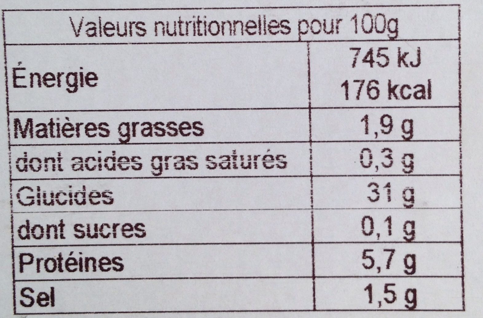 4 Galettes de Blé Noir - Nutrition facts - fr