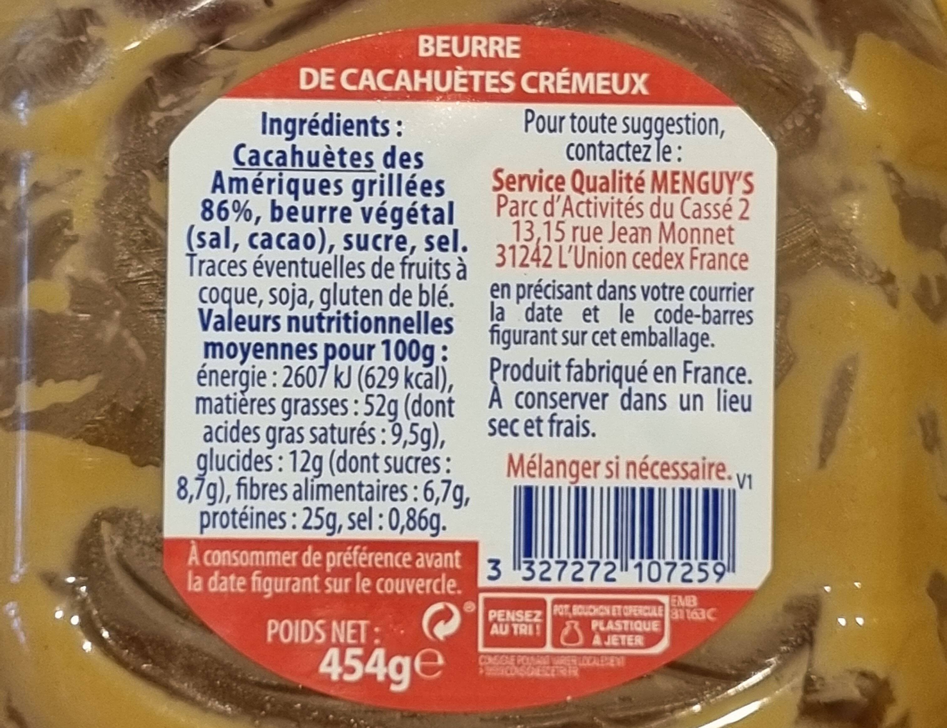 Beurre de cacahuètes creamy - Ingredients