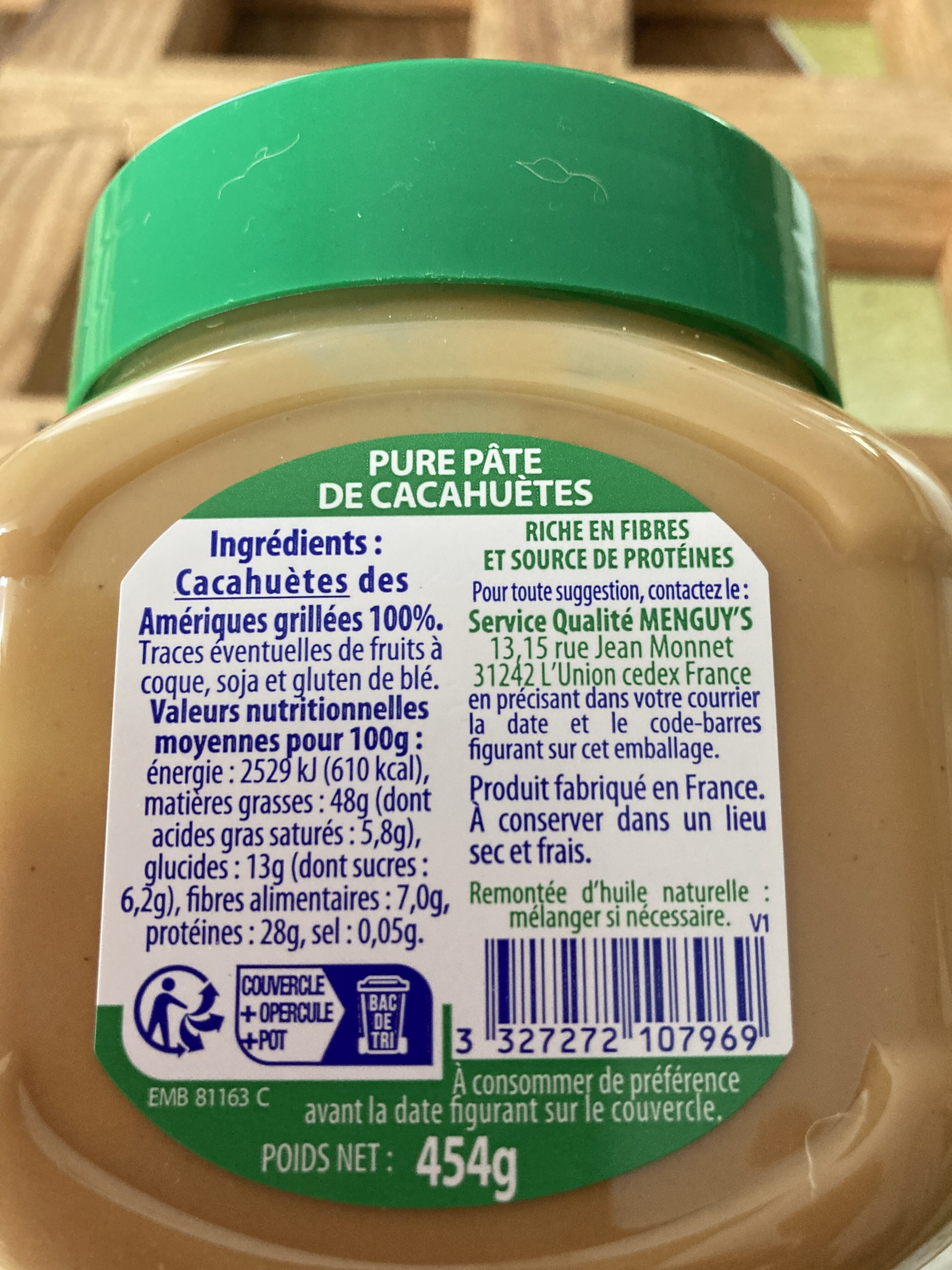 Pâte "Peanut 100%" 454 g - Ingredients - fr