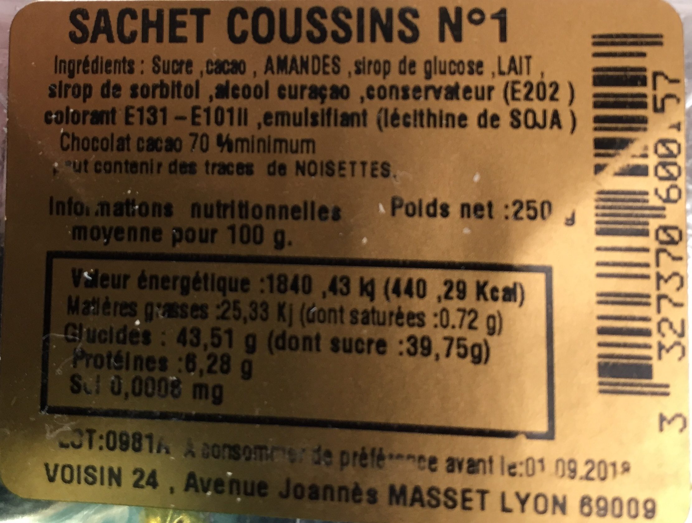 Coussin de Lyon - Ingredients - fr
