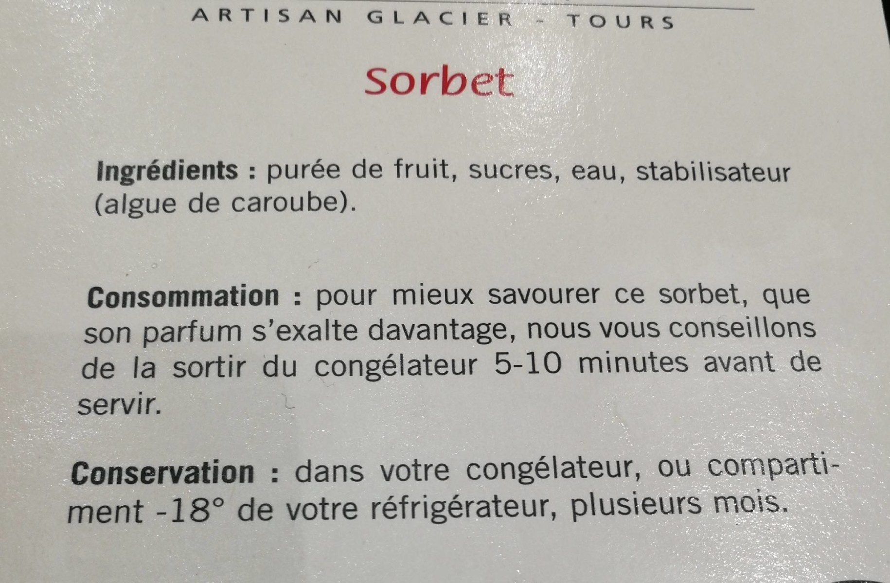 Sorbet cassis - Ingredients - fr