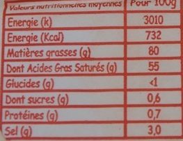 Beurre Demi-Sel - Nutrition facts - fr