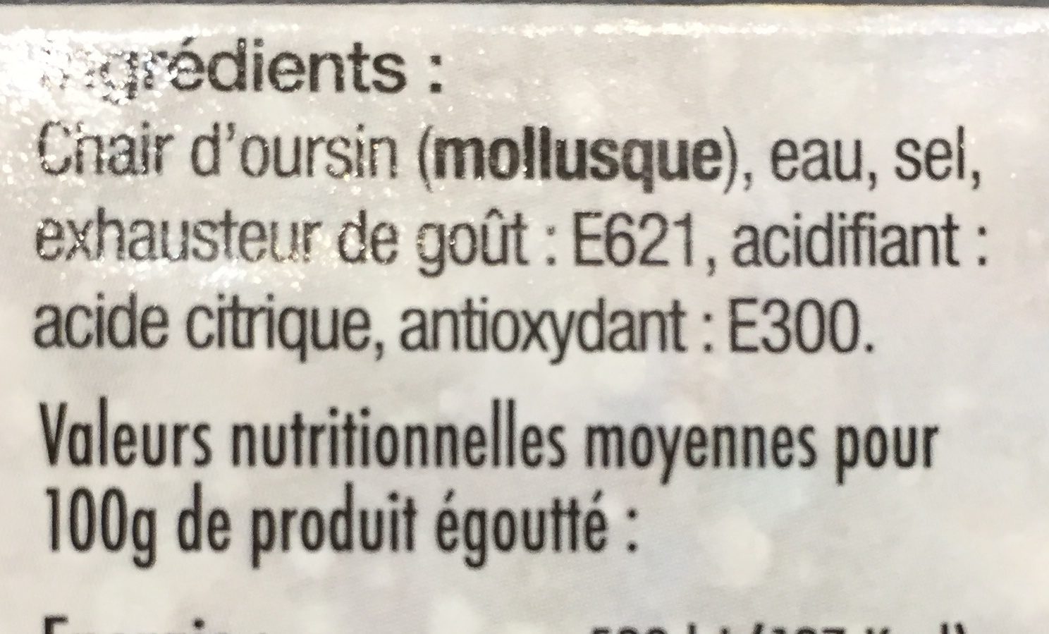 CHAIR D'OURSIN - Ingredients - fr