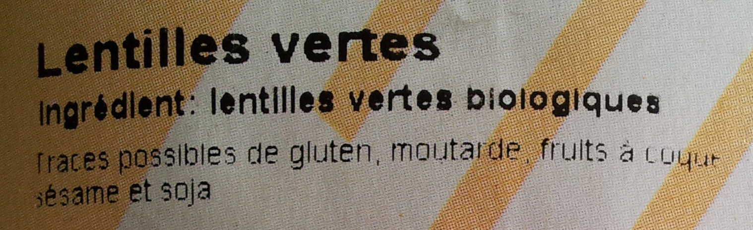Lentilles vertes Bio - Ingredients - fr
