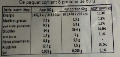 Couscous complet Bio - Nutrition facts - fr