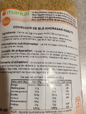 Couscous Kamut - Ingrédients
