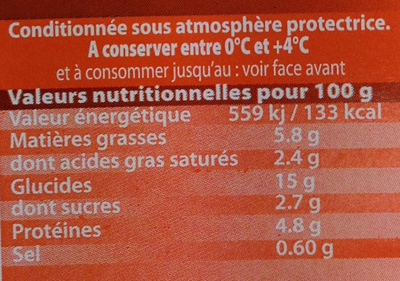 Lasagnes bolognaise - Nutrition facts - fr