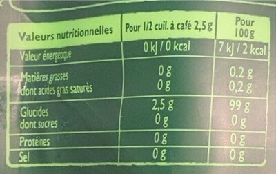 Poudre stevia - Nutrition facts - fr