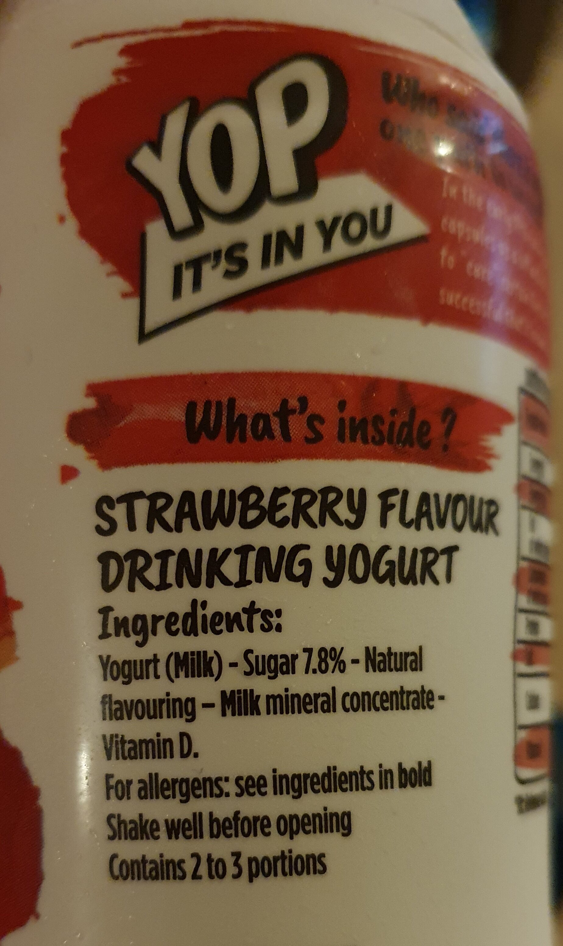 Yop Strawberry Flavour - Ingredients