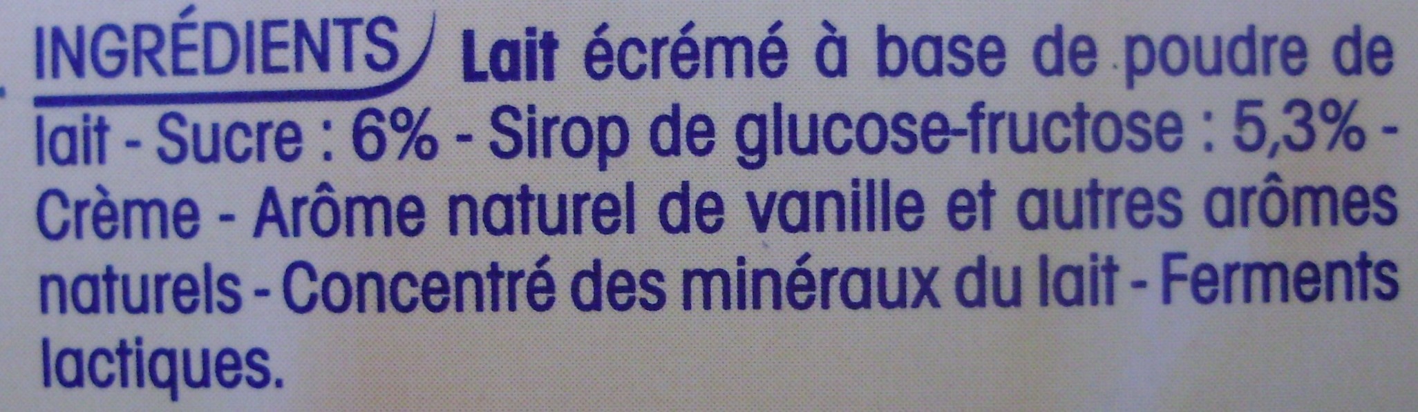 P'tit Yop, Goût Vanille (Offre €co) - Ingredients - fr