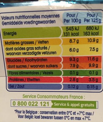 Perle de lait - Información nutricional - fr