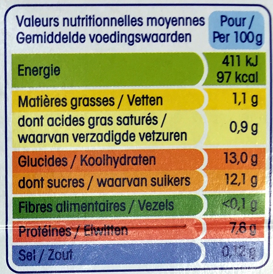 Yopa ! Noix de Coco (1,1 % MG) - Tableau nutritionnel