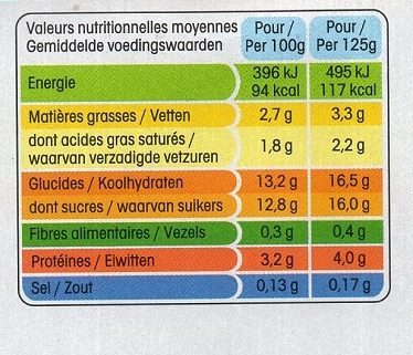 Panier de Yoplait L'original - Información nutricional - fr