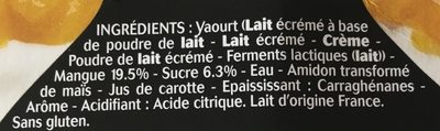 Panier de Yoplait - Champs de fruits Morceaux de Mangue - Ingrédients