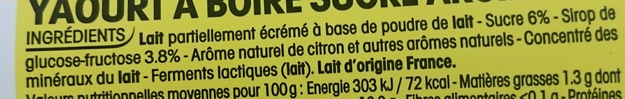 Yop parfum citron - Ingredients - fr