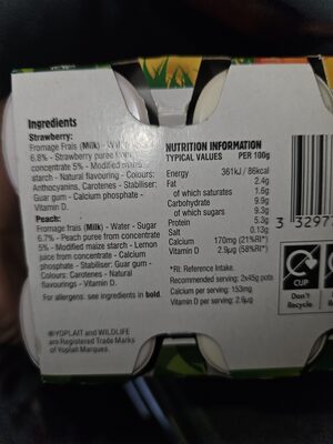 wildlife  fromage frais - Nutrition facts
