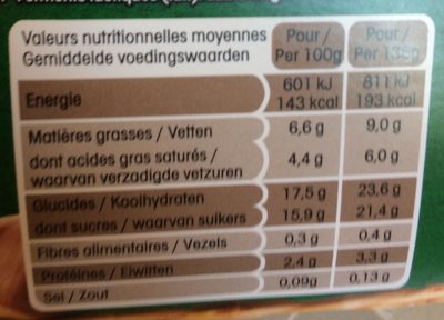 Yaourt nature sucré sur lit de fruits, aromatisé - Nutrition facts - fr