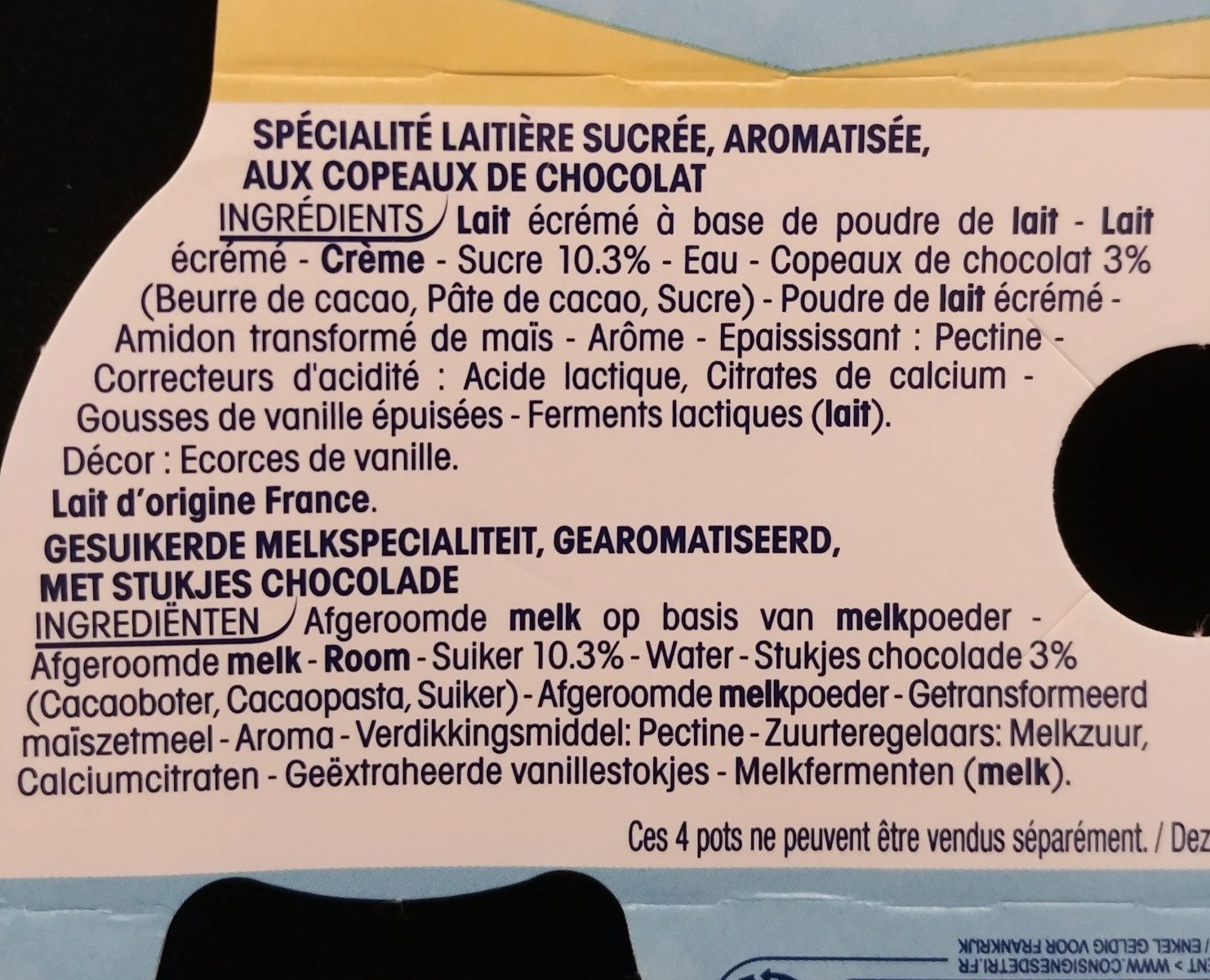 Eclats de Chocolat Parfum Vanille - Ingrédients
