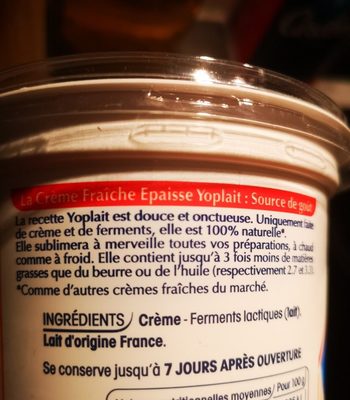 Crème fraîche - Ingrédients