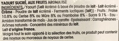 Yaourt sucré, aux fruits aromatisé - Ingredients - fr