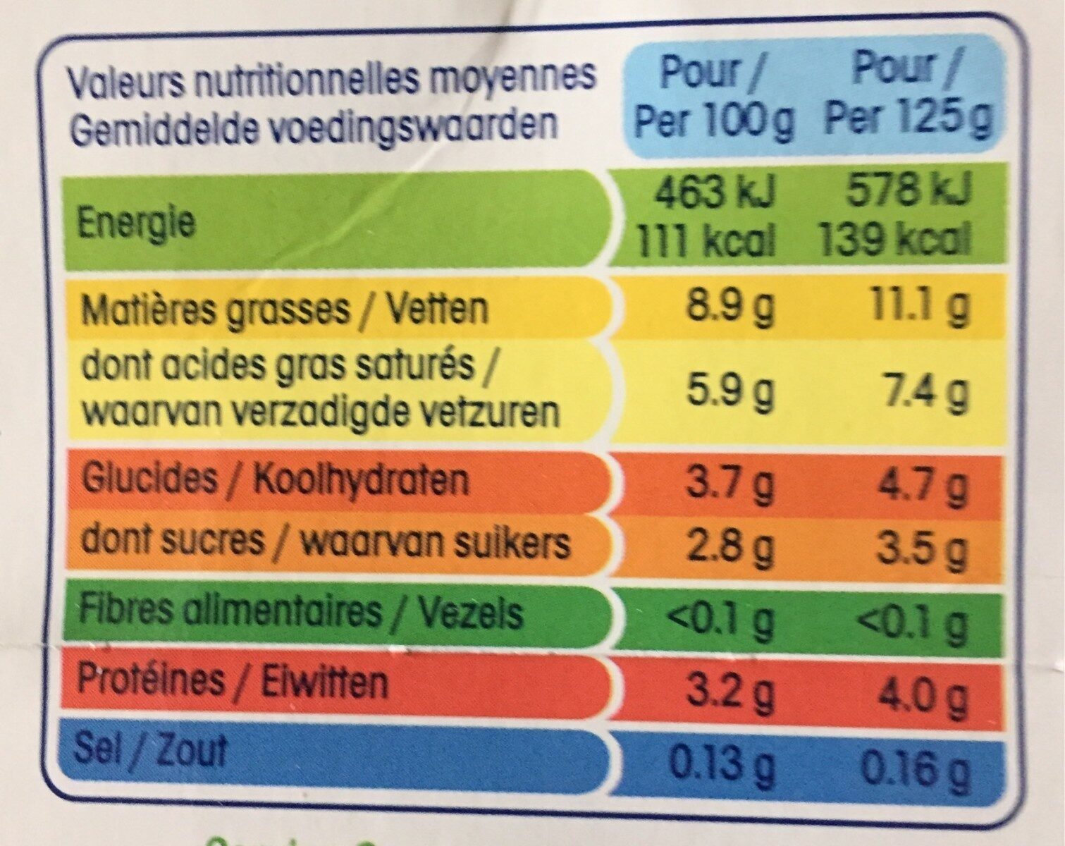Spécialité laitière nature - Nährwertangaben - fr