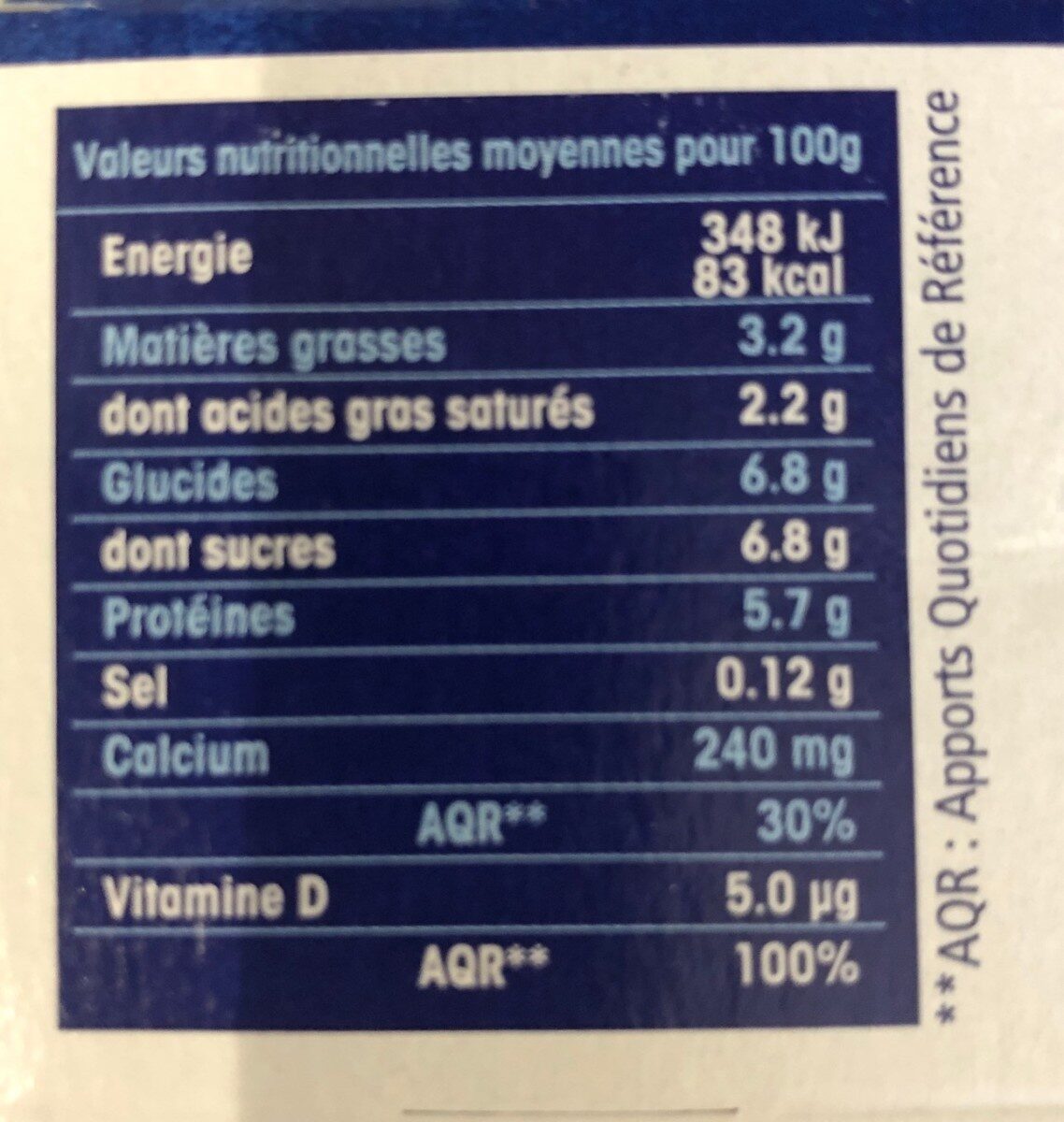 Spécialité laitière nature - حقائق غذائية - fr