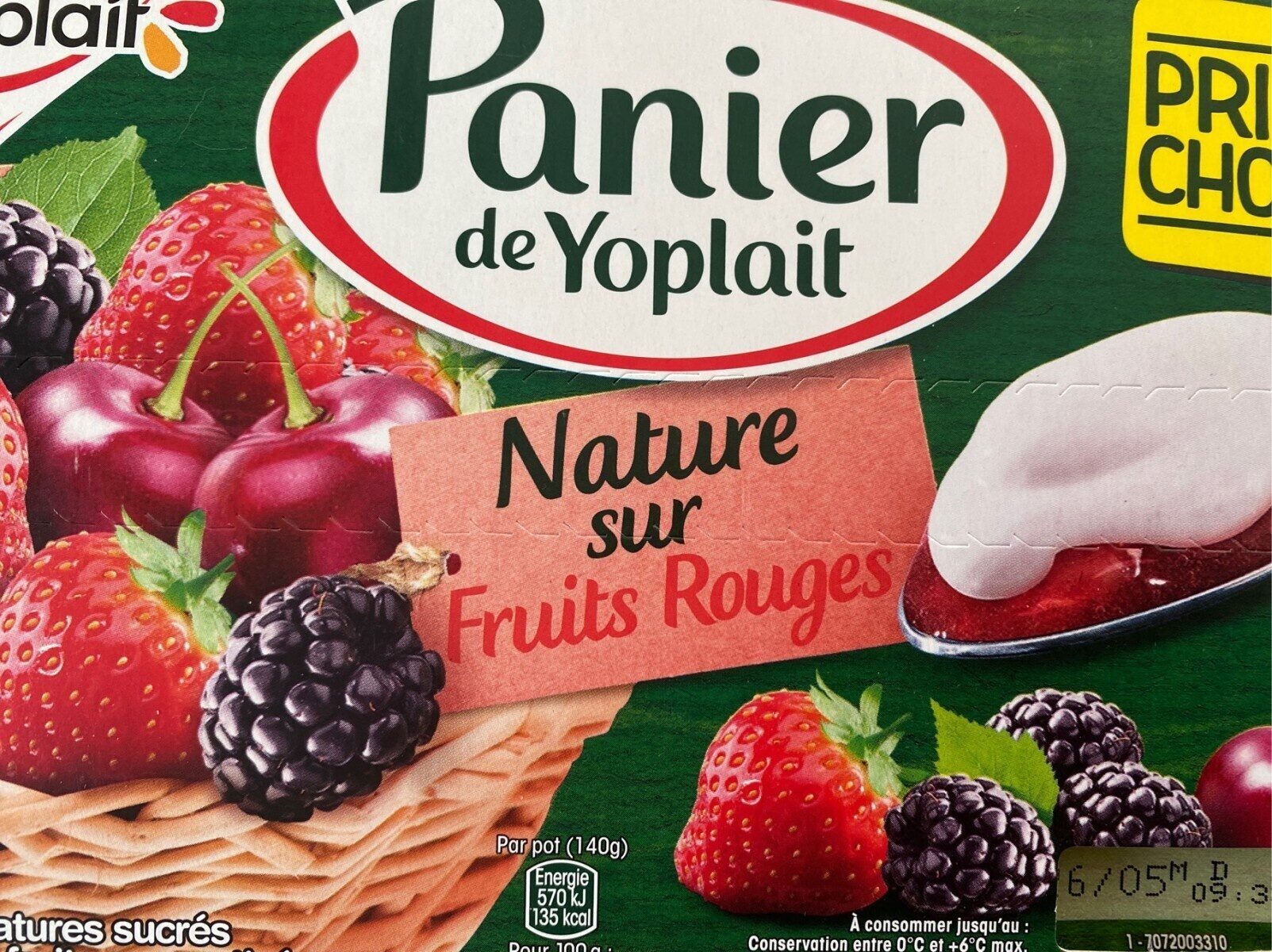 Panier de Yoplait Nature sur Fruits Rouges - Product - fr