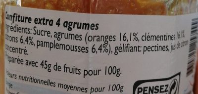 Confiture extra 4 agrumes - Ingredients - fr