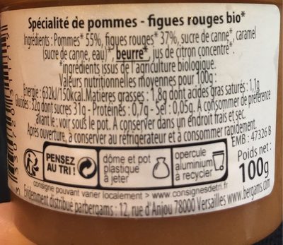 Compote Bio Pomme Figue - Nutrition facts - fr