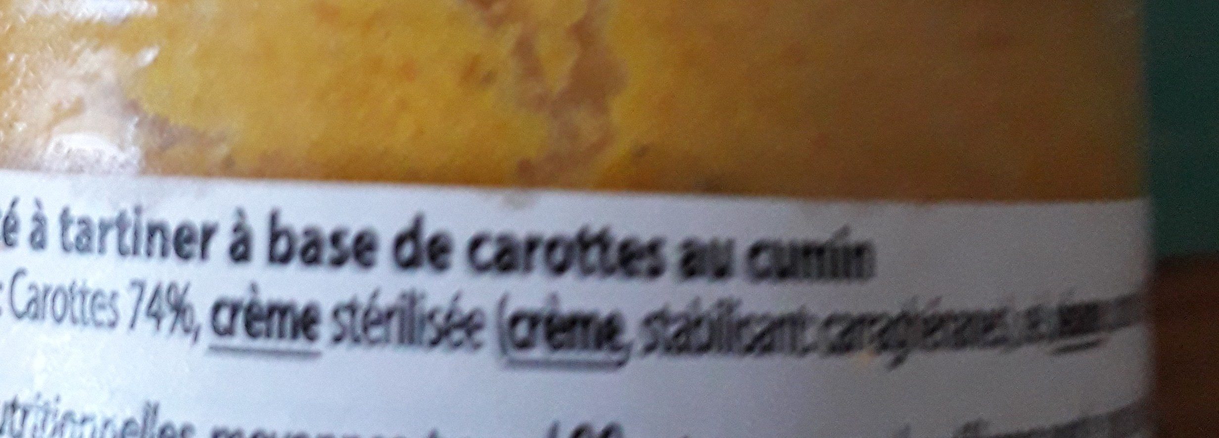 Délice de Carottes au Cumin à Tartiner - Ingrédients