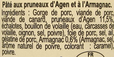 Pâté Gascon à l'Armagnac et aux Pruneaux d'Agen - Ingrédients