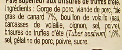 Pâté Sarladais à la Truffe d'Été - Ingrediënten - fr