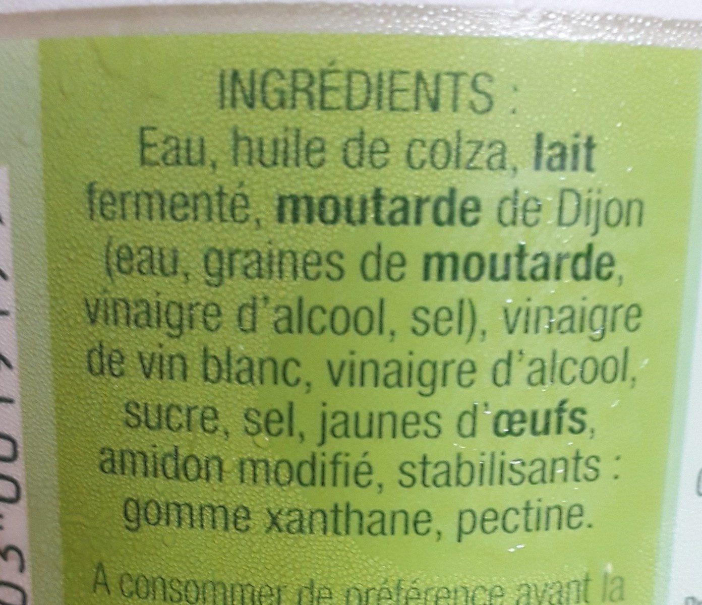 Sauce crudités nature - Ingredients - fr