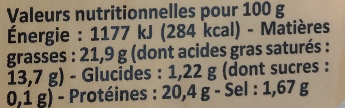 Camembert de Normandie - AOP - Voedingswaarden - fr