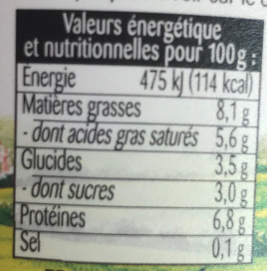 Fromage blanc campagnard - Nutrition facts - fr
