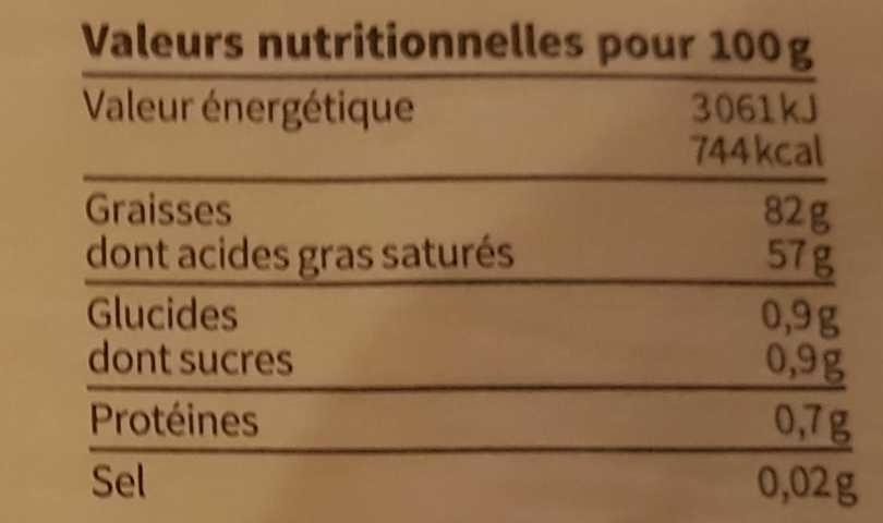 Le beurre moulé doux - Nutrition facts - fr